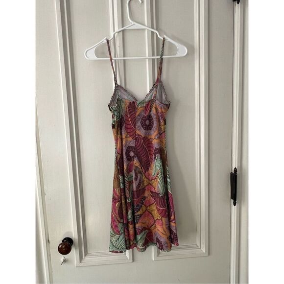 SHEIN multicolor orange pink green maroon floral slip dress with lace XS - Picture 3 of 3